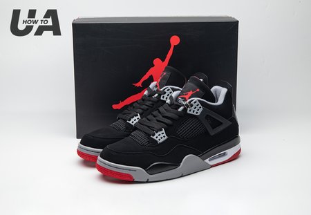 Air Jordan 4 Retro Bred 2019 black and red bull basketball shoes couple models SIZE: 40-50.5