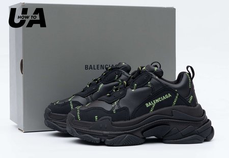 Balenciaga Triple S Allover Logo Black Green(W) SIZE: 35-45