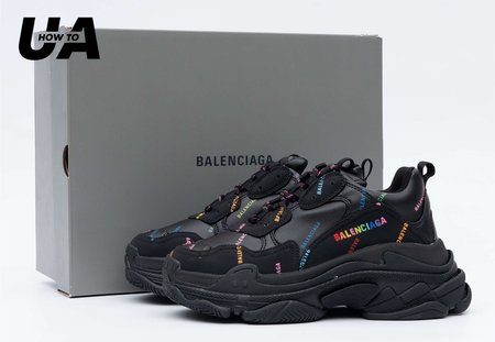 Balenciaga Triple S Allover Logo Black Rainbow (W) SIZE: 35-45